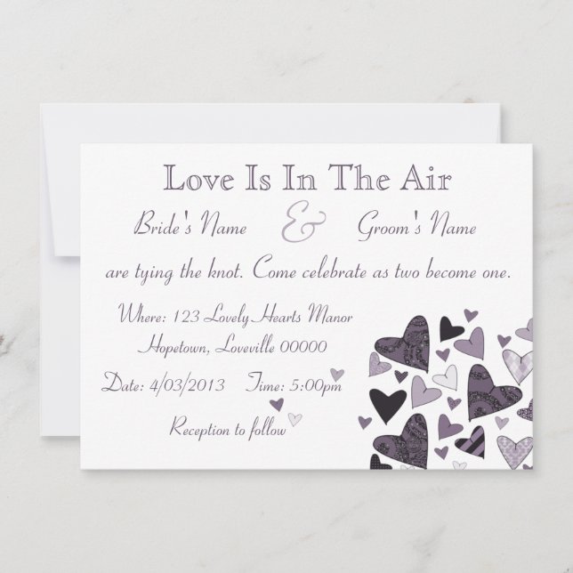 Stylised Hearts Wedding Invitation (Front)