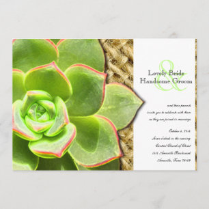 Stylised Hen and Chicks Burlap Wedding Invitation