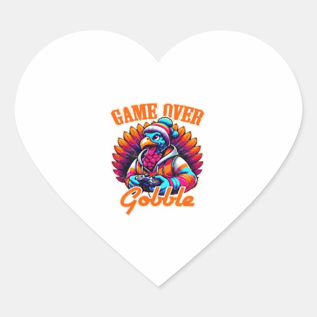 Stylised Hoodie Turkey Gamer with Distressed Orang Heart Sticker (Front)
