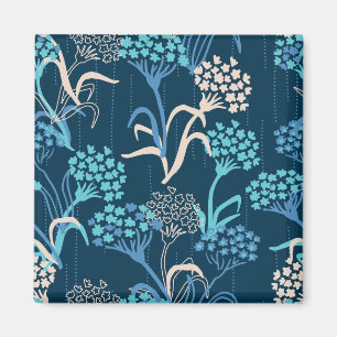 Stylised Hydrangea Floral Pattern - Elegant Blue Magnet