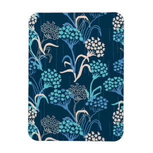 Stylised Hydrangea Floral Pattern - Elegant Blue Magnet