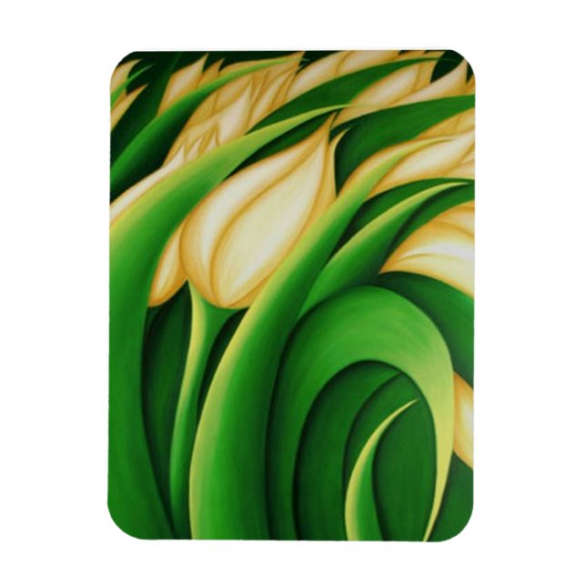Stylised Illuminating Yellow Tulips Magnet (Vertical)