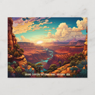 Stylised illustration Grand Canyon National Park Postcard