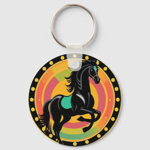 Stylised Illustration of a Black Horse Key Ring