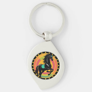 Stylised Illustration of a Black Horse Key Ring