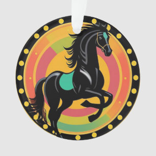 Stylised Illustration of a Black Horse Ornament