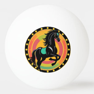 Stylised Illustration of a Black Horse Ping Pong Ball