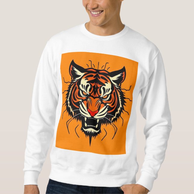 Stylised illustration of a tiger's head sweatshirt (Front)