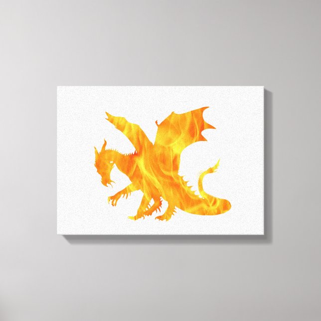 Stylised image of Dragon in flame Canvas Print (Front)