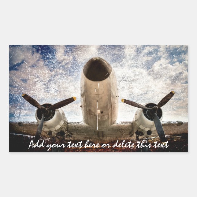 Stylised image of the Douglas DC-3 or C-47 aircraf Rectangular Sticker (Front)