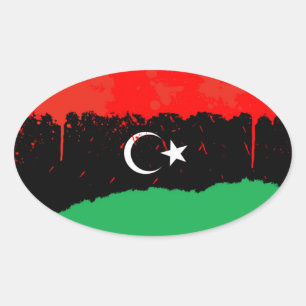 Stylised Kingdom of Libya Flag (1951-1969) Oval Sticker