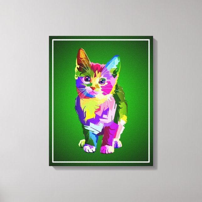 Stylised Kitten Prismatic Design-32345 Canvas Print (Front)
