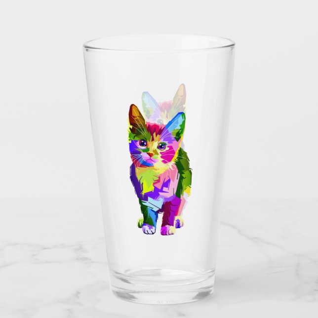 Stylised Kitten Prismatic Design-32345 Glass (Front)