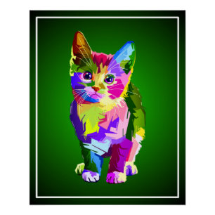 Stylised Kitten Prismatic Design-32345 Poster