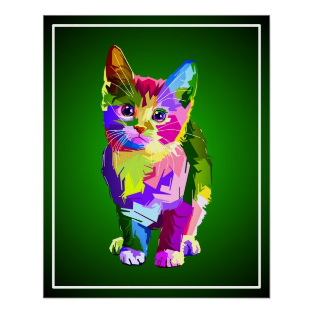 Stylised Kitten Prismatic Design-32345 Poster (Front)