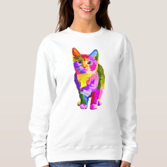 Stylised Kitten Prismatic Design-32345 Sweatshirt (Front)