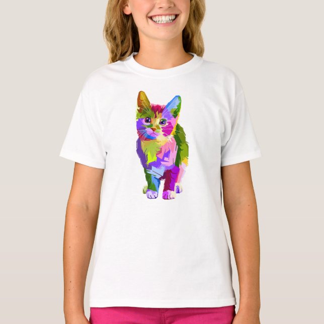 Stylised Kitten Prismatic Design-32345 T-Shirt (Front)