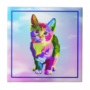 Stylised Kitten Prismatic Design-32345 Tile