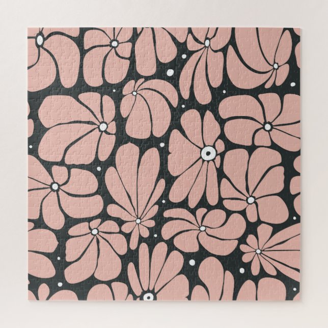 Stylised large blossoms, seamless floral pattern. jigsaw puzzle (Vertical)