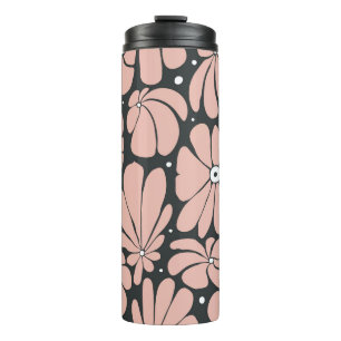 Stylised large blossoms, seamless floral pattern. thermal tumbler
