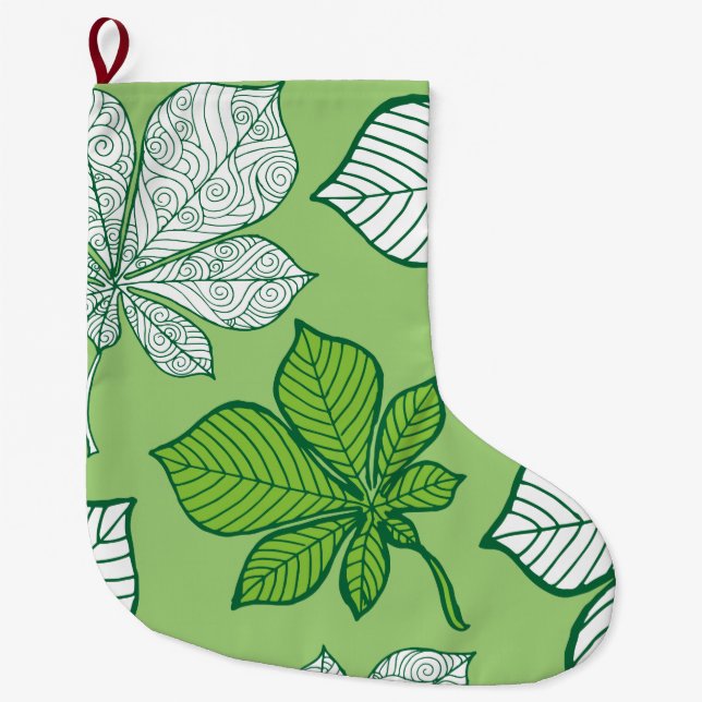 Stylised leaves 6 large christmas stocking (Front)
