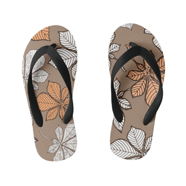 Stylised leaves 7 kid's flip flops (Footbed)