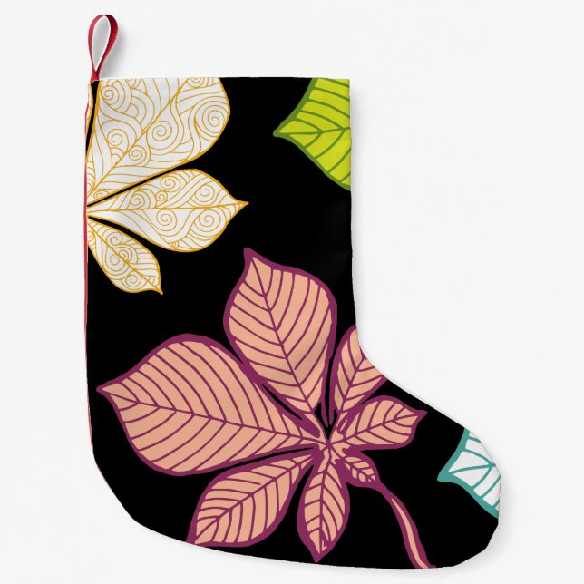 Stylised leaves 9 small christmas stocking (Front)