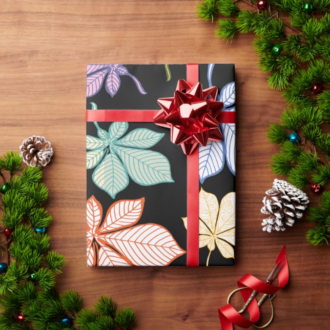 Stylised leaves 9 wrapping paper (Holiday Gift)