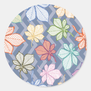 Stylised Leaves Classic Round Sticker