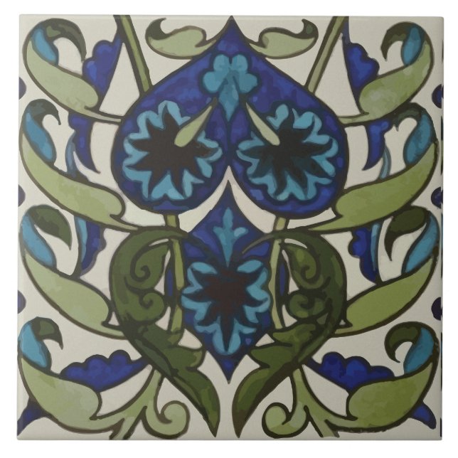 Stylised Leaves William De Morgan  Tile (Front)