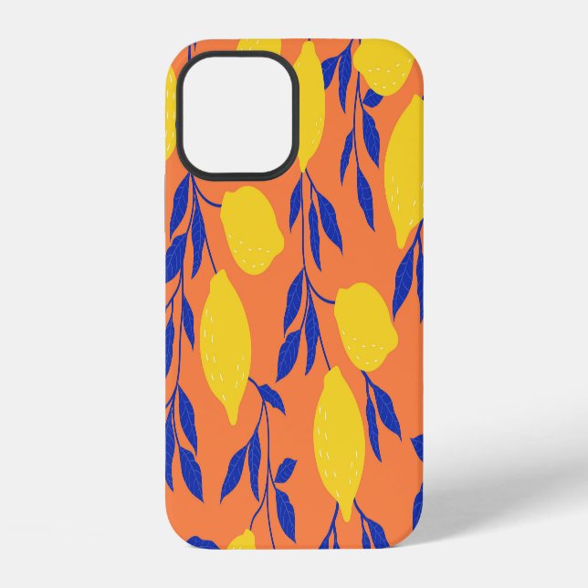 Stylised Lemons Vintage Tropical Pattern iPhone Case (Back)