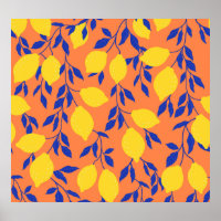 Stylised Lemons Vintage Tropical Pattern