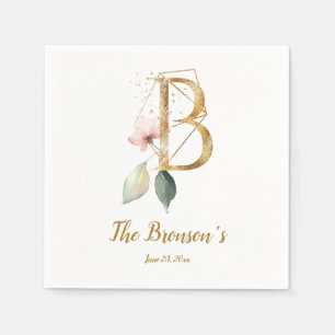 Stylised Letter B Floral Wedding Napkins