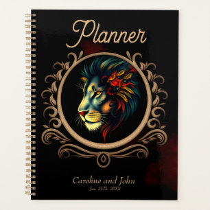 Stylised Lion Head Portrait in Mandala Frame Planner
