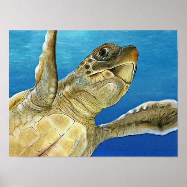 Stylised Loggerhead Sea Turtle Poster (Front)
