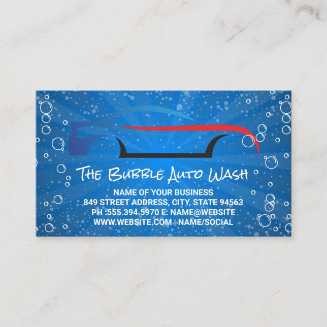 Stylised Logo Minimalist Car Logo | Bubbles  Business Card (Front)
