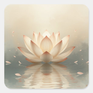 stylised lotus flower painting images square sticker