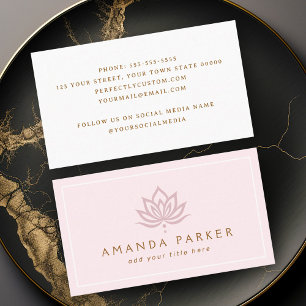 Stylised lotus flower pink yoga healing business card