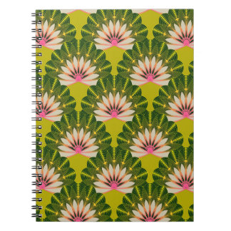 Stylised lotus wallpaper: pink, green. notebook