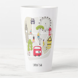 Stylised Map London Characters Landmarks Latte Mug