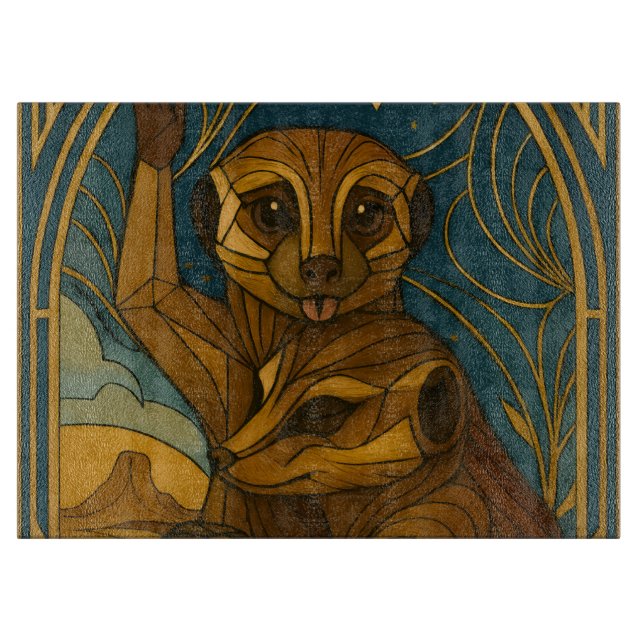 Stylised Meerkat Pair Under Starry Sky Cutting Board (Front)