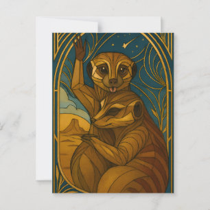 Stylised Meerkat Pair Under Starry Sky Postcard