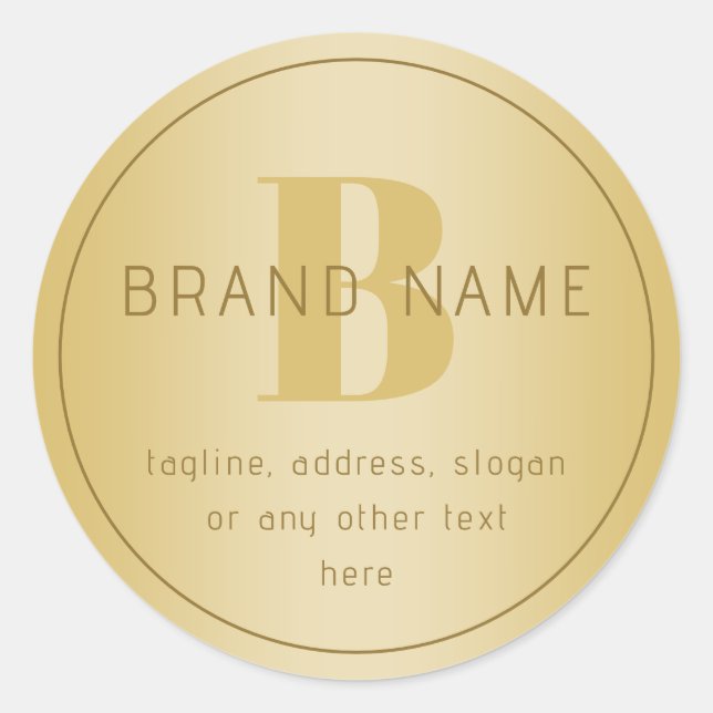 Stylised Modern Minimal Gold Return Address  Classic Round Sticker (Front)