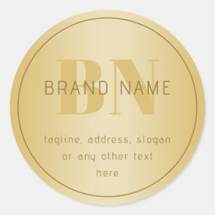 Stylised Modern Minimal Gold Return Address  Classic Round Sticker