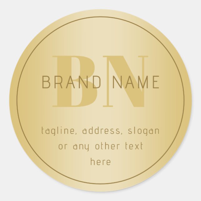 Stylised Modern Minimal Gold Return Address  Classic Round Sticker (Front)