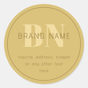 Stylised Modern Minimal Gold Return Address  Classic Round Sticker