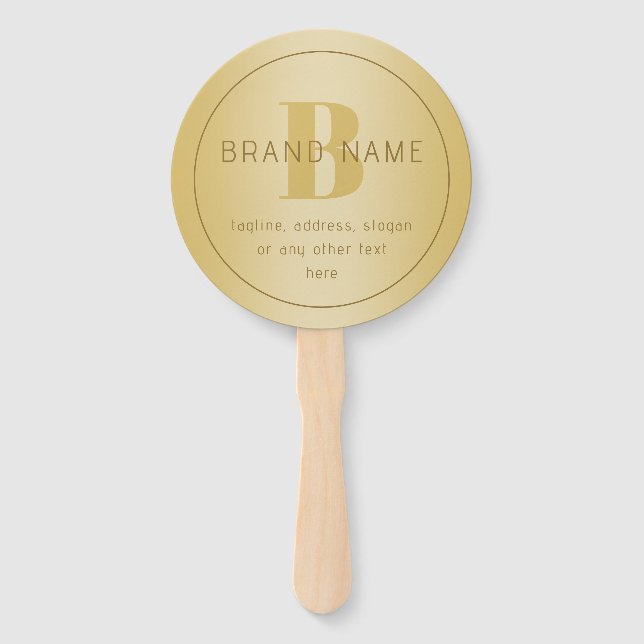 Stylised Modern Minimal Gold Return Address  Hand Fan (Front)