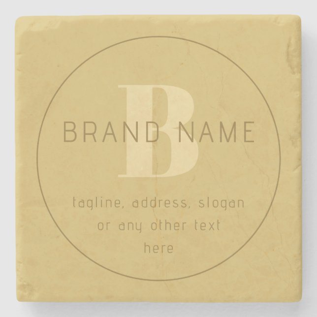 Stylised Modern Minimal Gold Return Address  Stone Coaster (Front)