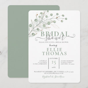 Stylised Muted Green Botanical Bridal Shower Invitation