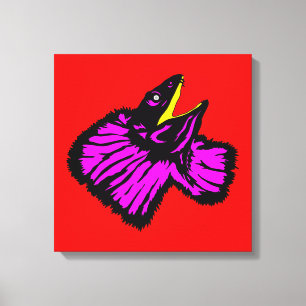 Stylised Neon Pink Frilled-neck Lizard Canvas Print